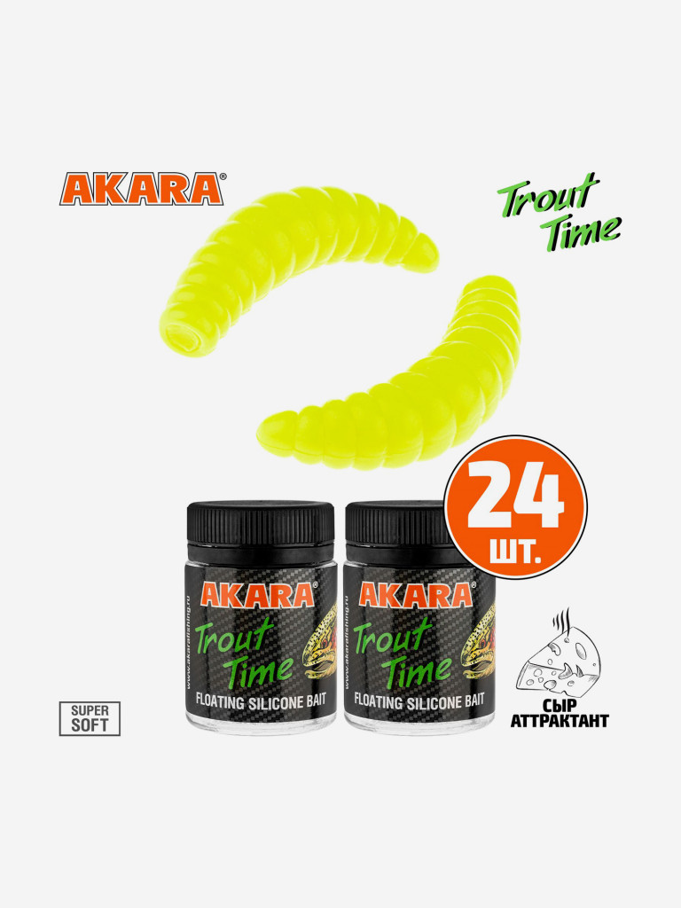 Силиконовая приманка Akara Trout Time MAGGOT 1,3 Cheese 04Y (24 шт.)