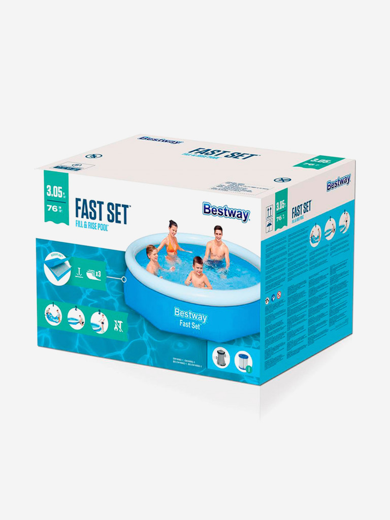 Бассейн Bestway 57270 надувной Fast Set 305 х 76 см с фильтр-насосом 1249 л/ч
