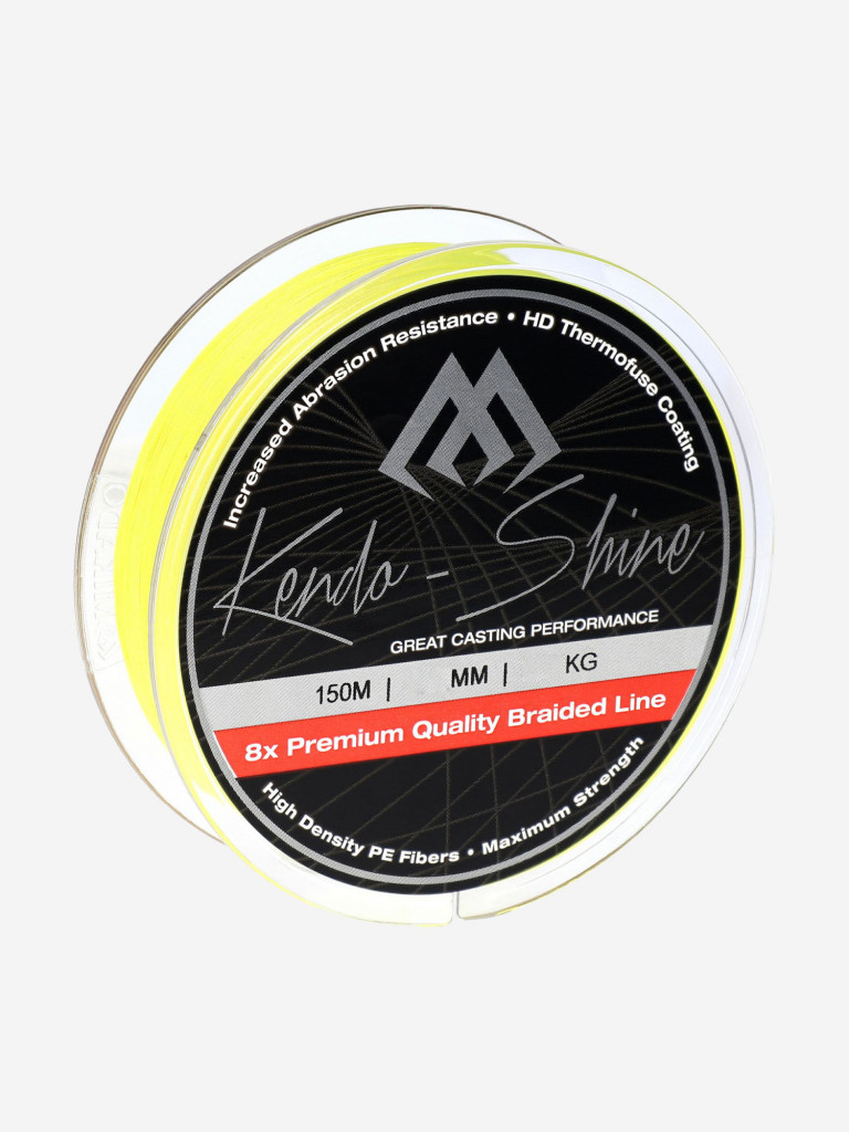 Плетеный шнур Mikado KENDO SHINE 8-x HDPE 0.08 yellow (150 м) 5,71 кг.