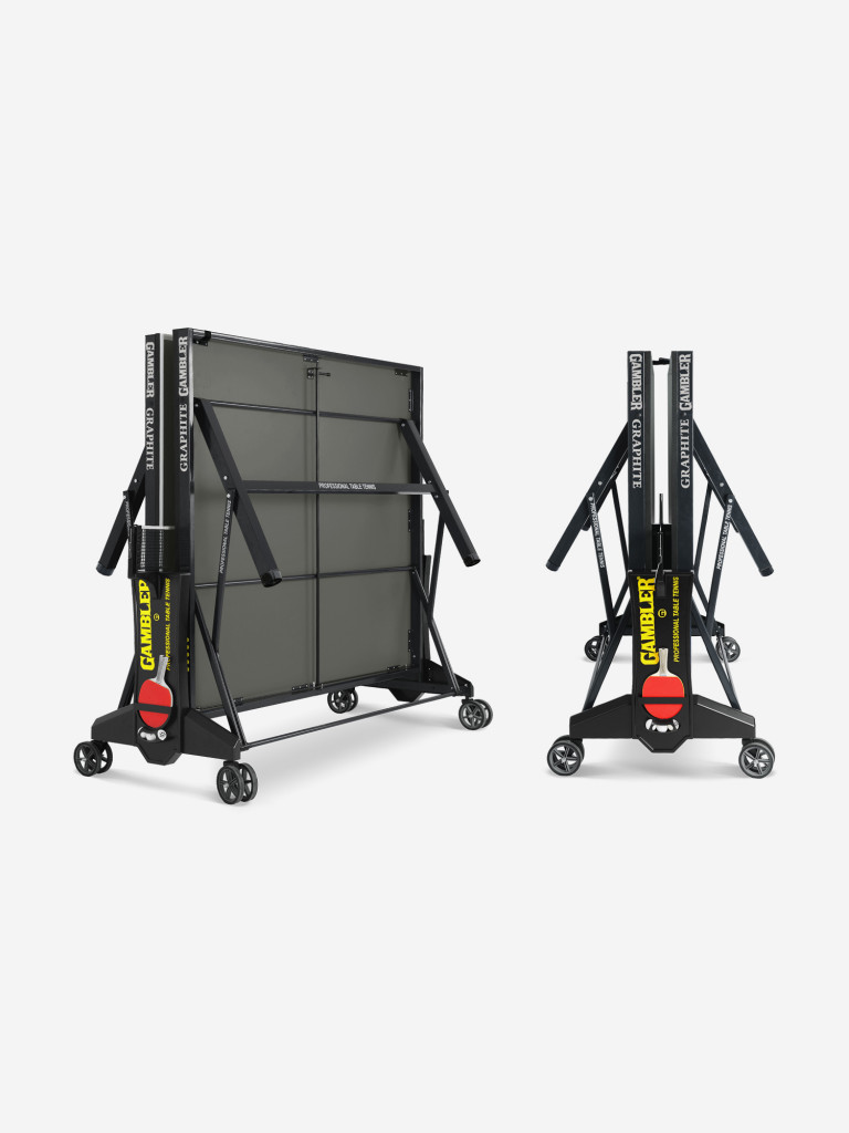 Стол теннисный Gambler GRAPHITE, для помещений, для дома, складной, с встроенной сеткой, с колесами