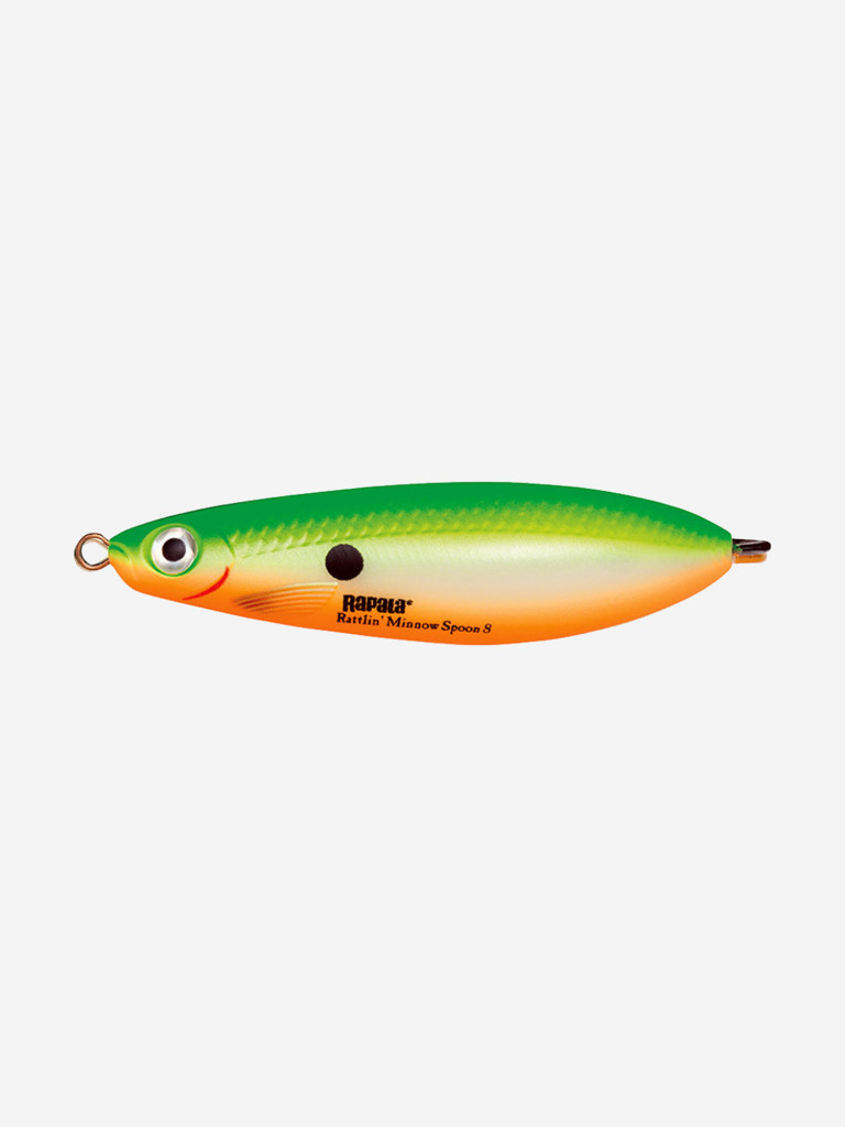 Блесна для рыбалки колеблющаяся RAPALA Rattlin' Minnow Spoon, 8см, 16гр /GSU (незацепляйка)