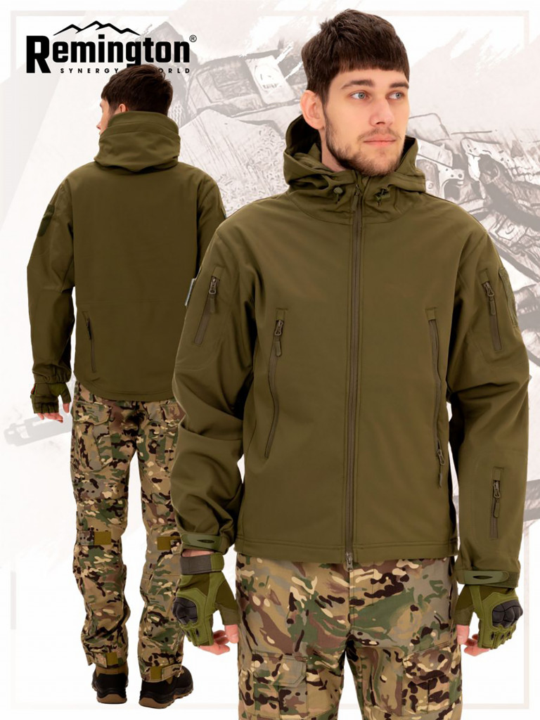 Куртка Remington Shark skin soft shell jacket Army Green Зеленый цвет —  купить за 5190 руб. со скидкой 29 %, отзывы в интернет-магазине Спортмастер