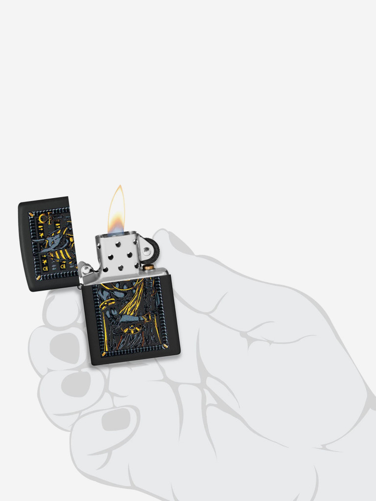 Зажигалка бензиновая ветроустойчивая Zippo Anubis Black Matte