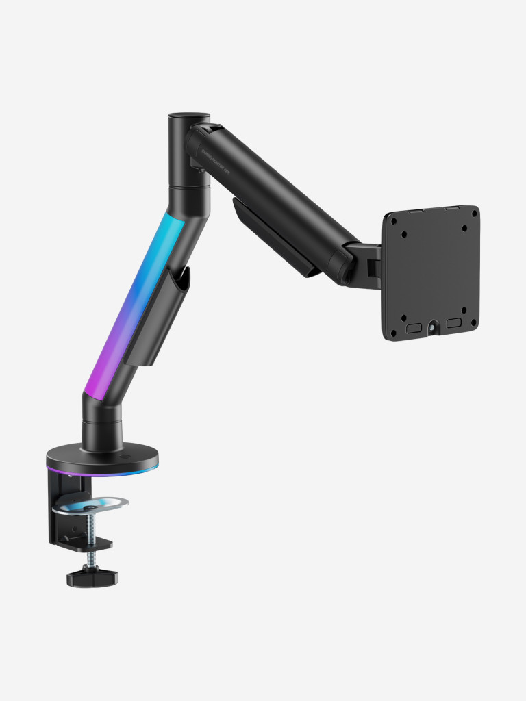 UNITEKI FMGT1126RGBGL GAMING LINE кронштейн для монитора со струбциной, газлифт, RGB Windows 11, 17-40", вертикальная регулировка, нагрузка 2-12 кг