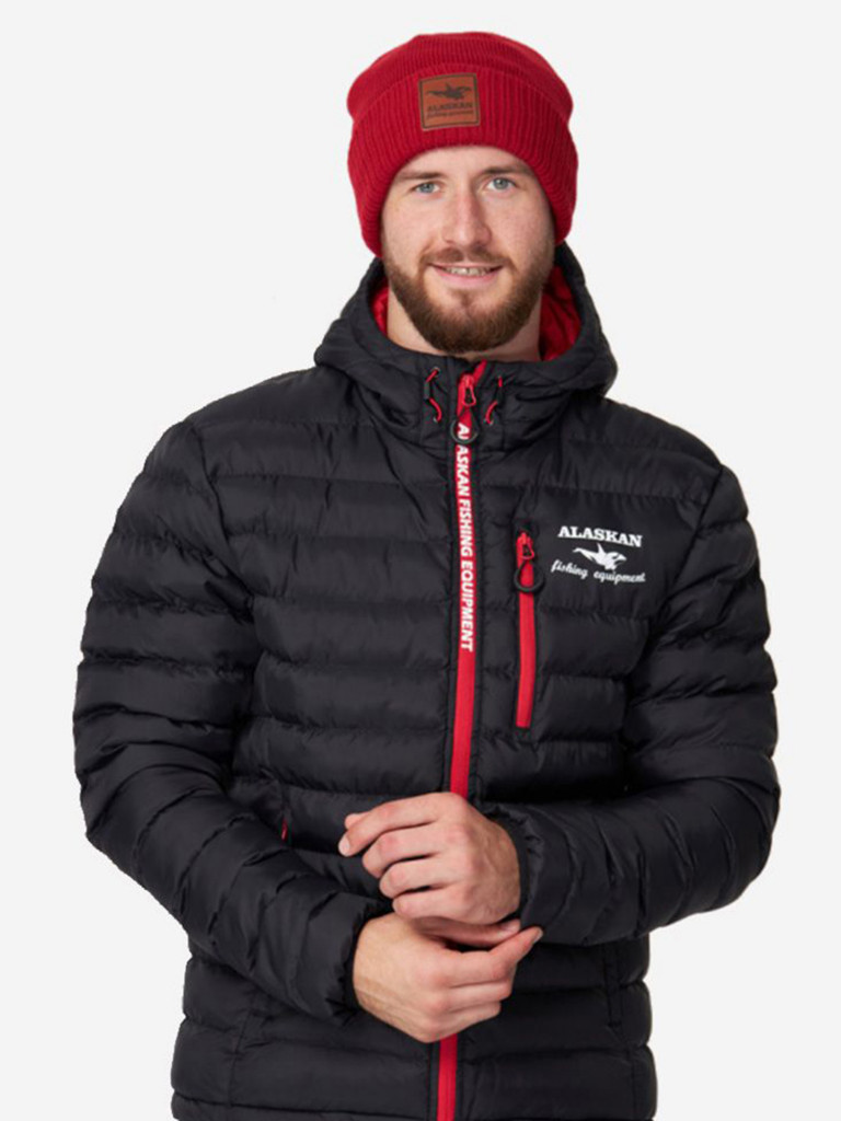 Куртка мужская Alaskan Juneau утепленная стеганая черный /красный для рыбалки и охоты