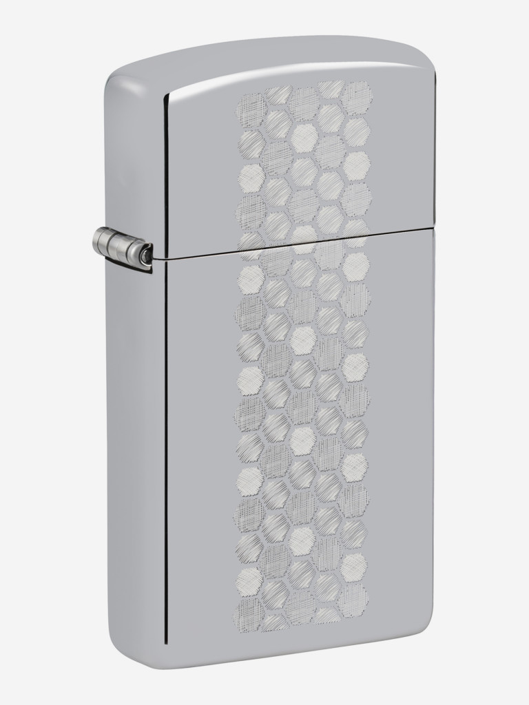 Зажигалка бензиновая ветроустойчивая Zippo Slim Honeycomb Design High Polish Chrome