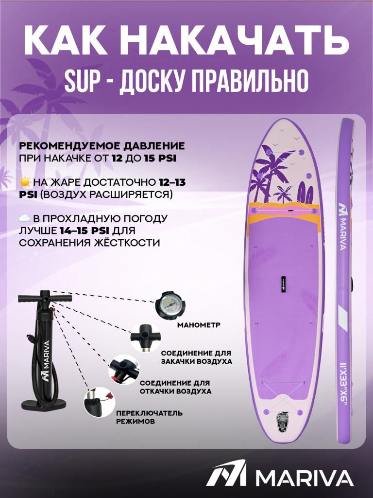 Сапборд двухслойный MARIVA Base Flamingo 335 см