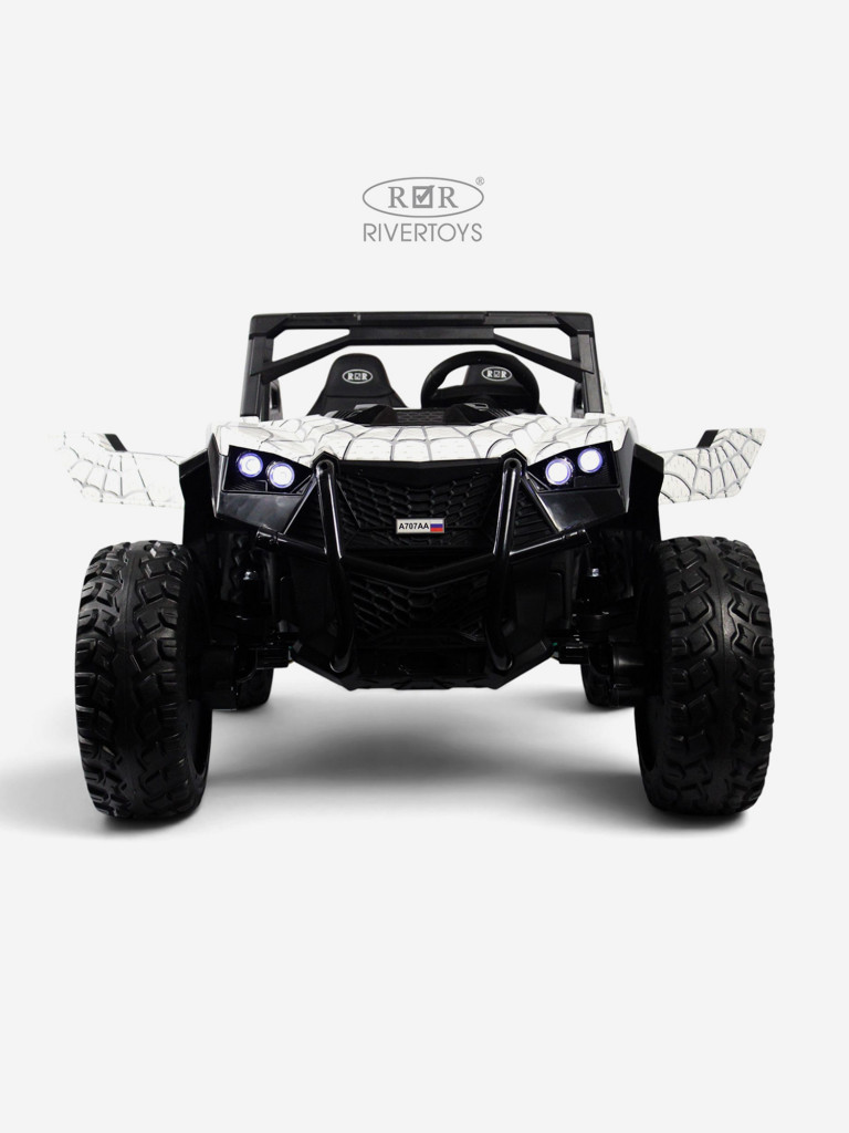 Детский электромобиль RIVERTOYS A707AA LUX NEW 4WD белый спайдер