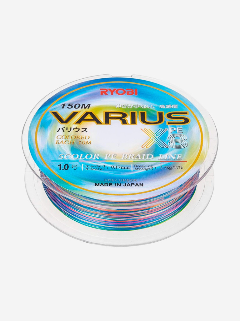 Шнур плетеный для рыбалки Ryobi VARIUS PE8X, 150м, 0,165мм, 7,7кг, мультиколор