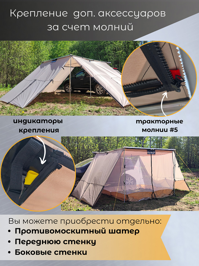 Автомобильная маркиза UseRoof 2.5х3 метра в сером чехле