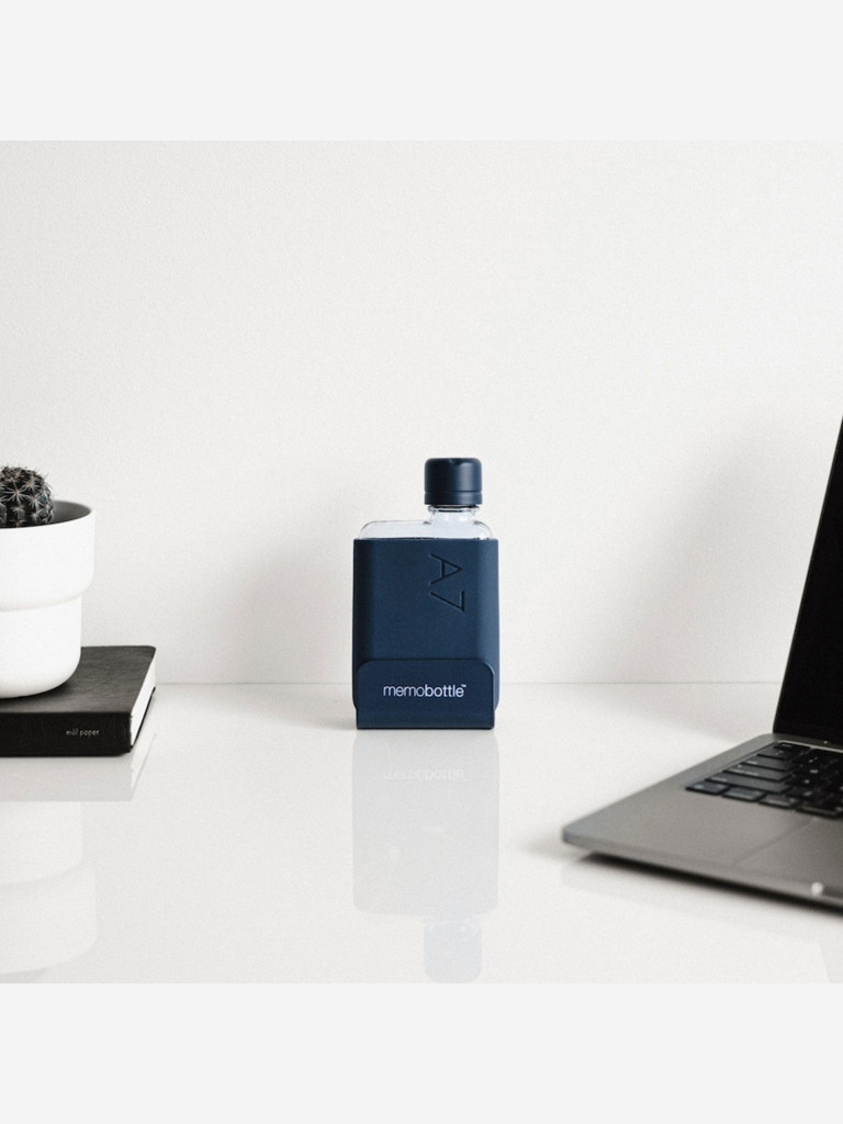 Бутылка с силиконовым чехлом Memobottle A7, синий