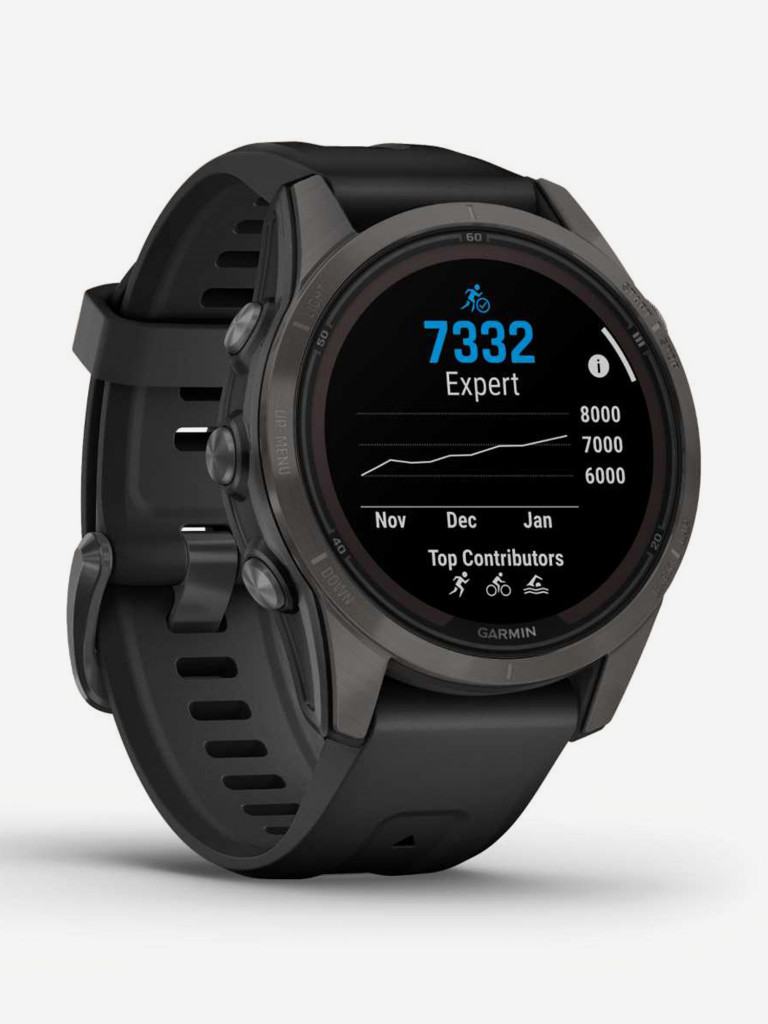 Спортивные часы Garmin FENIX 7S PRO Sapphire Solar титановый угольно-серый DLC с силиконовым ремешком