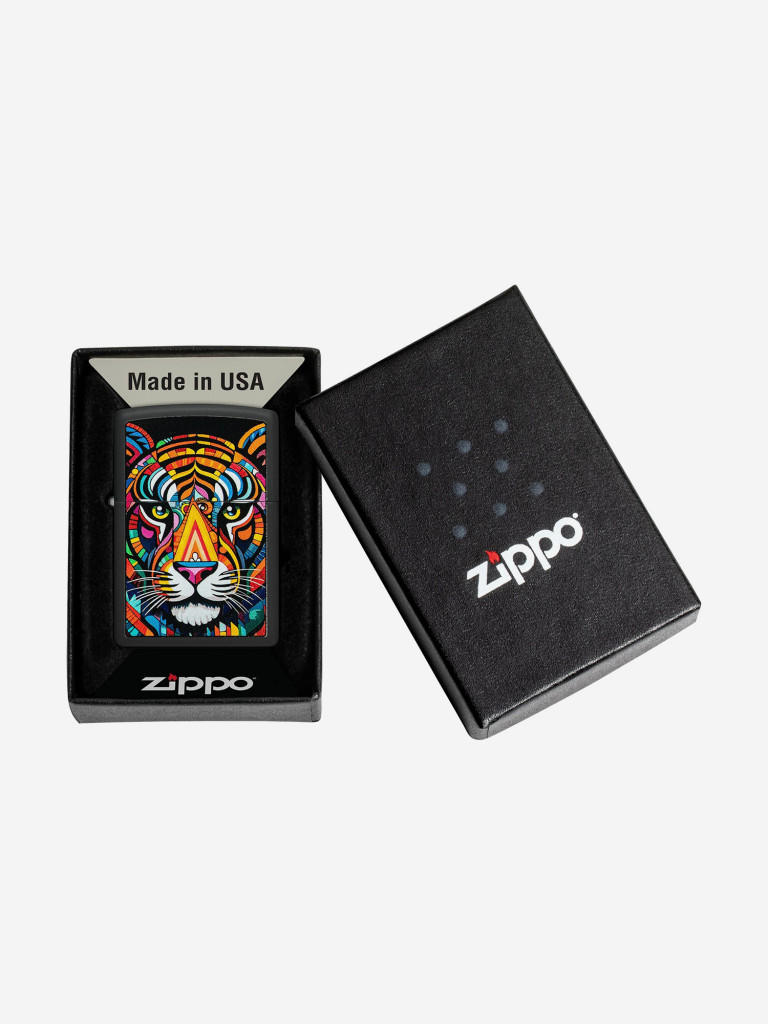 Зажигалка бензиновая ветроустойчивая Zippo Tiger Stripes Design Black Matte