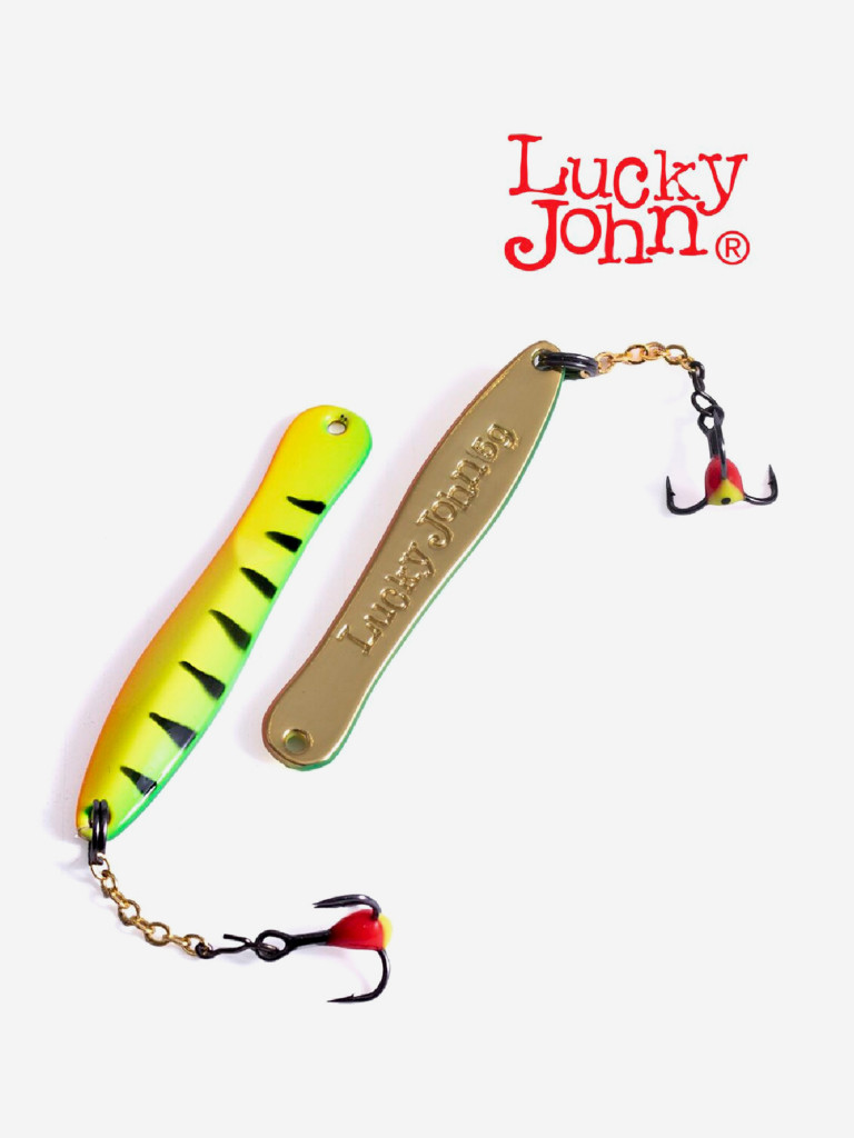 Блесна вертикальная зимняя Lucky John WALLE с цепочкой и тройником, длина 50 мм TIGER, блистер