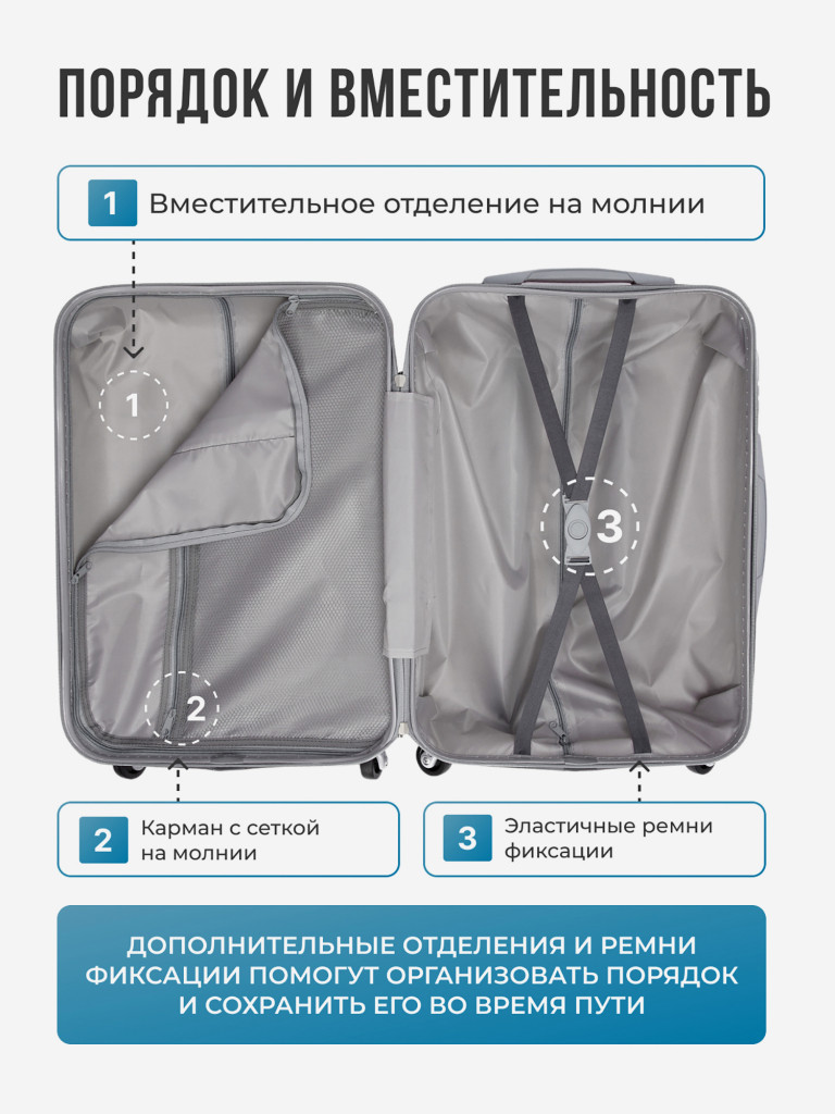 Чемодан Tevin l большой пластиковый неубиваемый