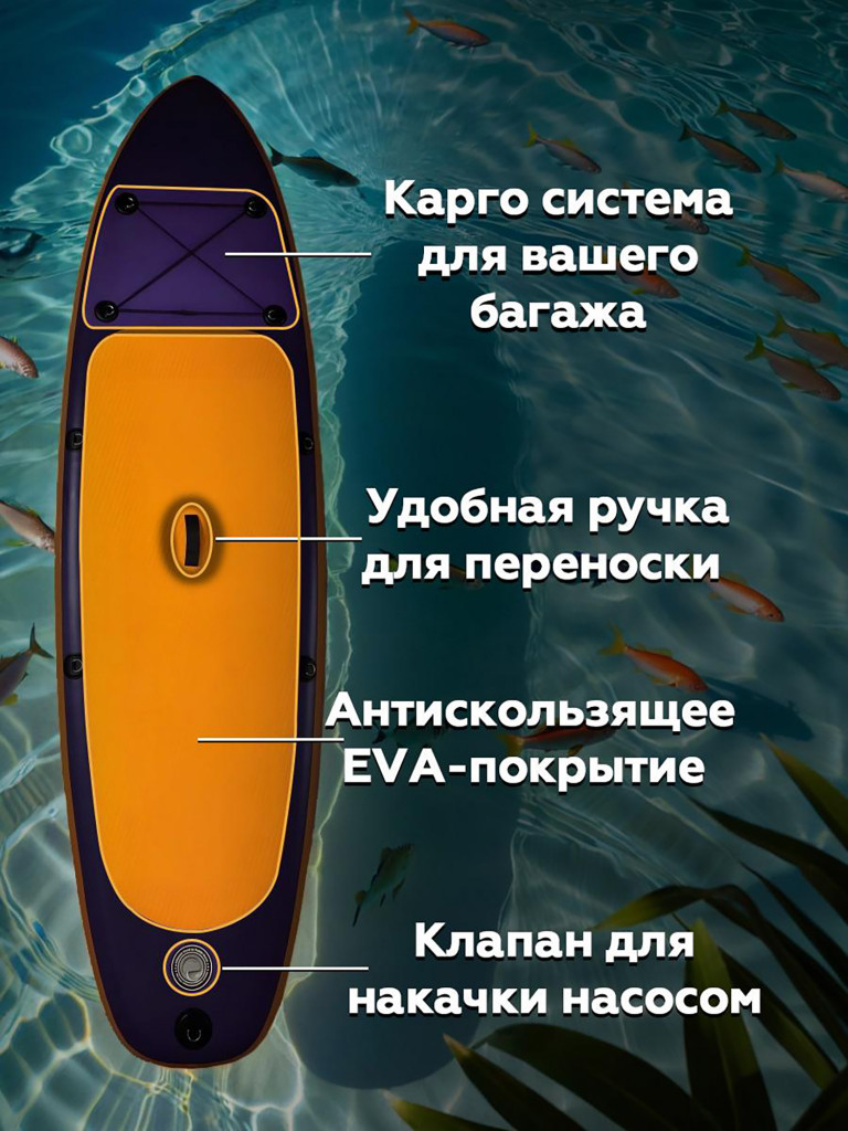 Сапборд надувной Exegol Кенгуру 305 SUPEXKAN305, двухслойный, 305-84-15см, для плавания и серфинга