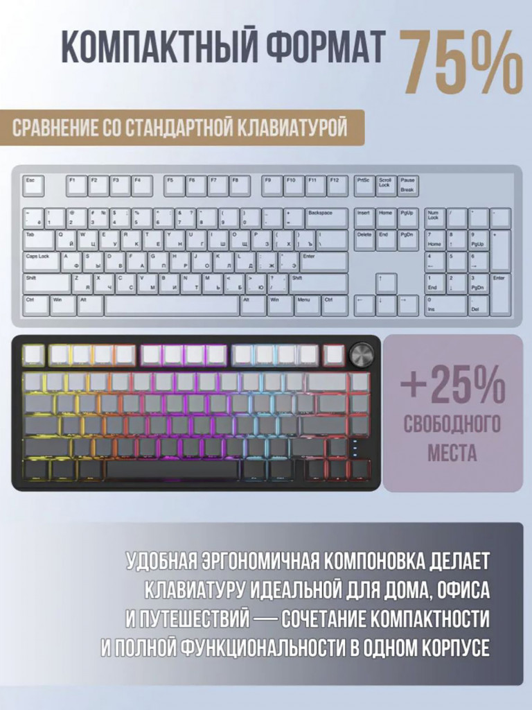 Игровая клавиатура QUALIGO RX75 Pro беспроводная