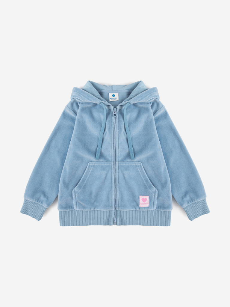 Худи с капюшоном на молнии голубое для девочки Button Blue