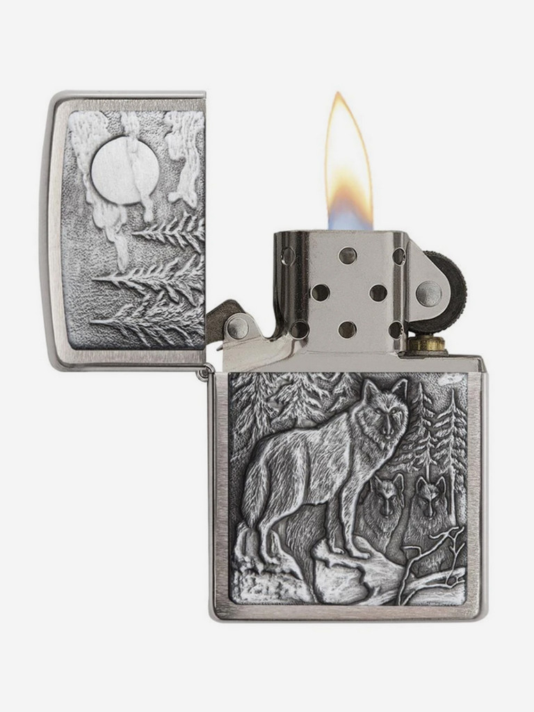 Зажигалка Zippo 20855 Classic Timberwolves Brushed Chrome, серебристая