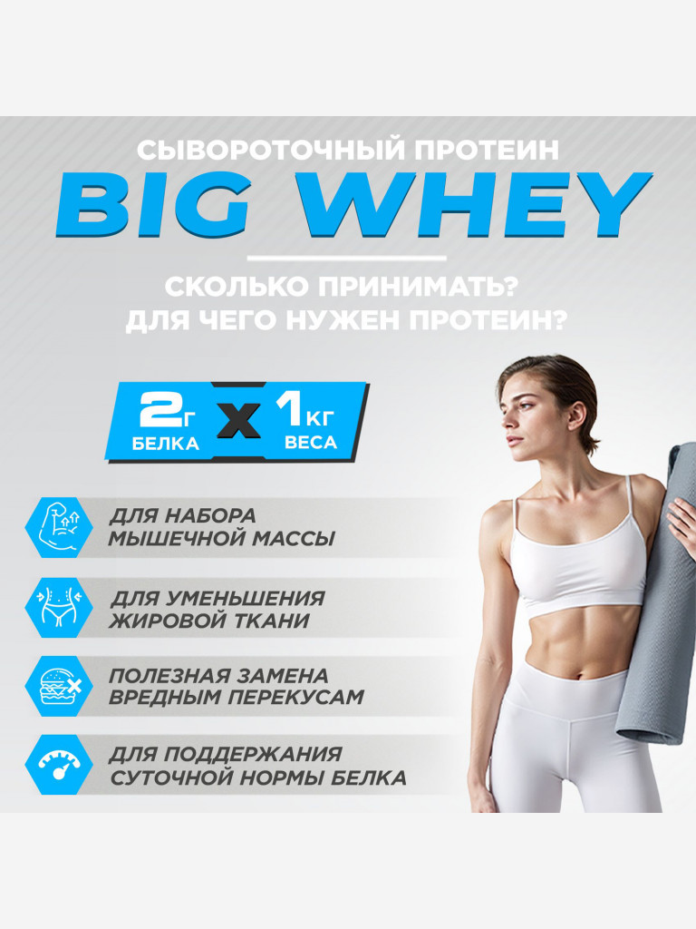 Протеин BIGSNT BIG WHEY сывороточный для набора мышечной массы, похудения и сушки / 900 грамм, 28 порций, Мороженое