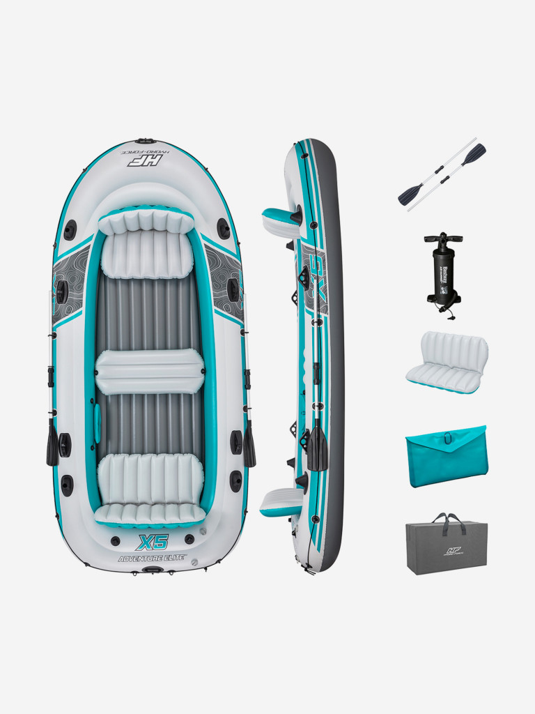 Надувная лодка Bestway 65159 "Adventure Elite X5 Raft Set" алюминиевые вёсла, насос,364 х 166 х 45см, до 600кг