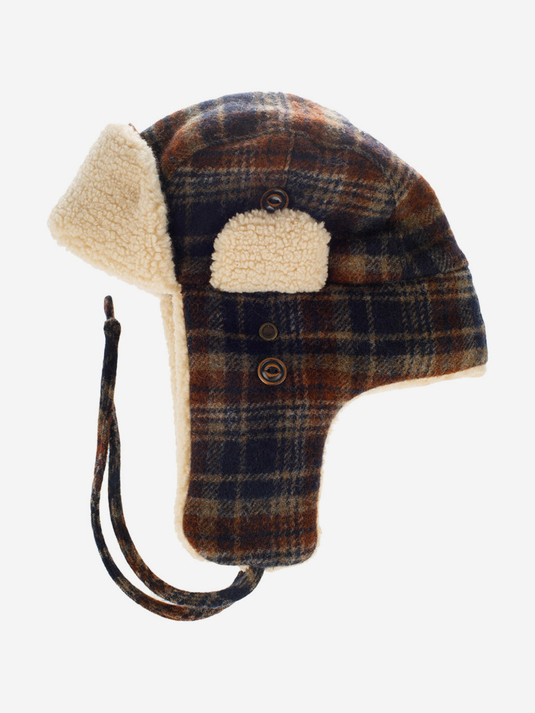 Шапка-ушанка STETSON 9290308 BOMBER CAP WOOL CHECK (синий)