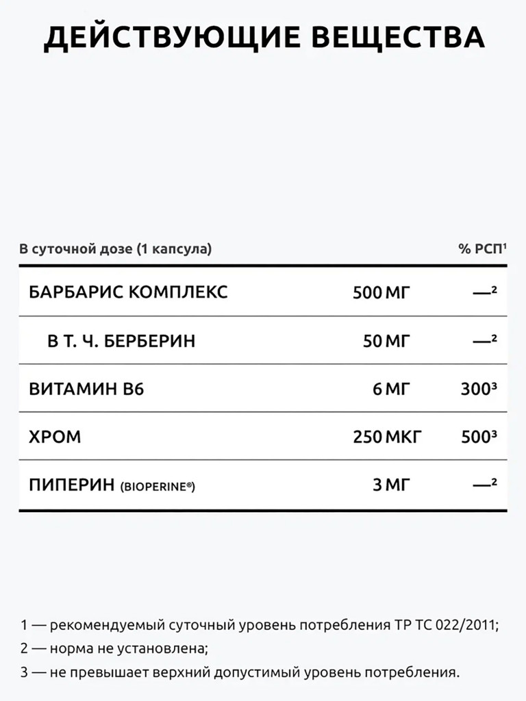Берберин UltraBalance комплекс с хромом 500 мг для похудения и снижения веса