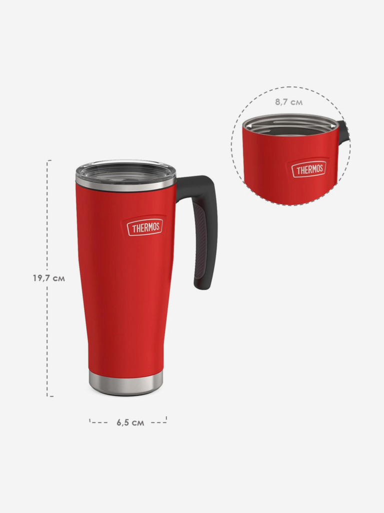 Термокружка с ручкой 530 мл THERMOS ICON-1164 красная