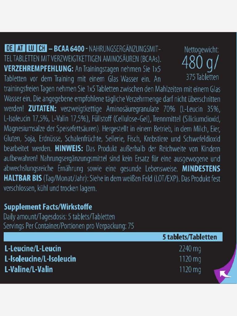 Аминокислотный комплекс BCAA 6400 Scitec Nutrition 375 таблеток