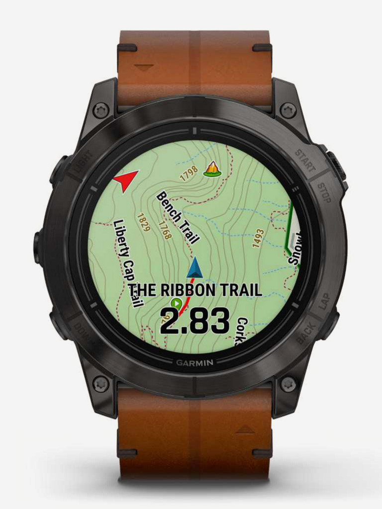 Спортивные часы Garmin EPIX PRO (Gen 2) Sapphire Edition 51 мм, титановый угольно-серый, DLC, коричневый кожаный ремешок