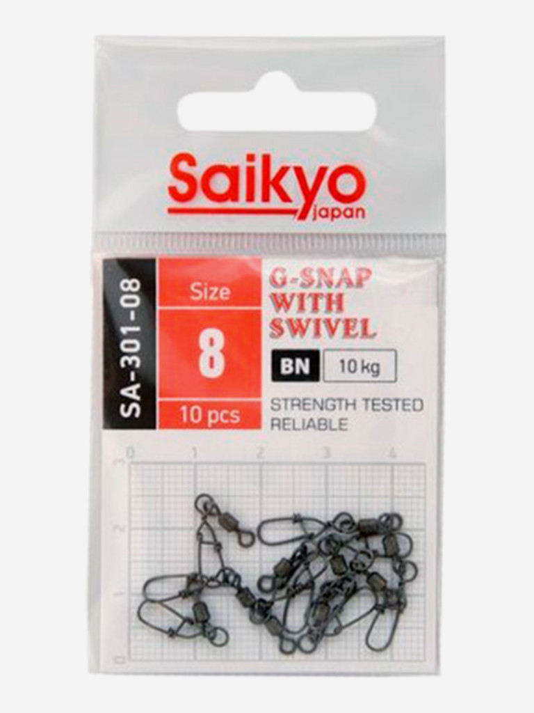 Вертлюг с застежкой Saikyo SA-301-08 (2 упаковки по 10 штук)