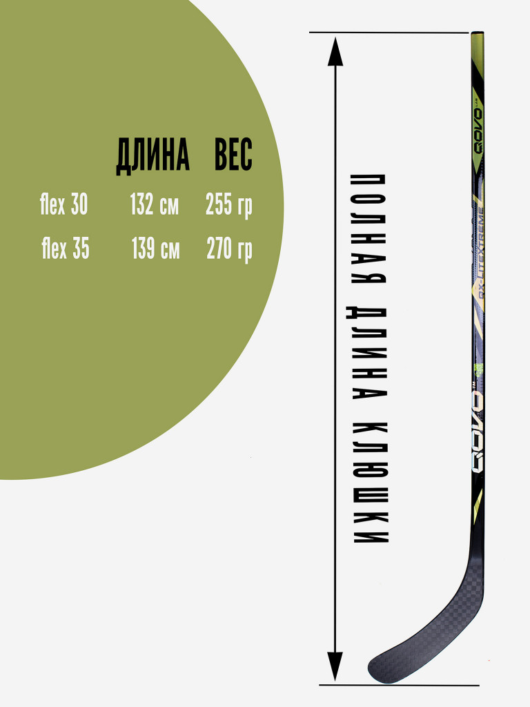 Клюшка хоккейная детская QOVO LitExtreme LH P28/35 YR (270 гр)