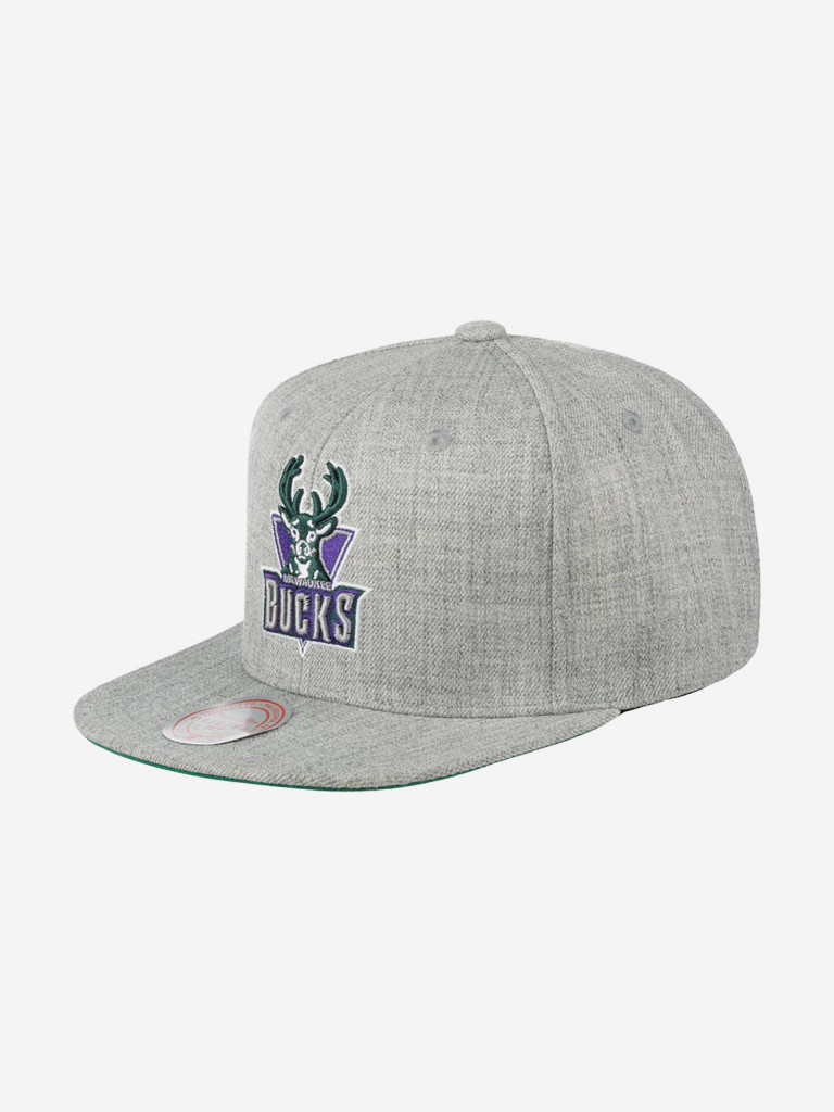 Бейсболка с прямым козырьком MITCHELL NESS HHSS3274-MBUYYPPPGYHT Milwaukee Bucks NBA (серый)