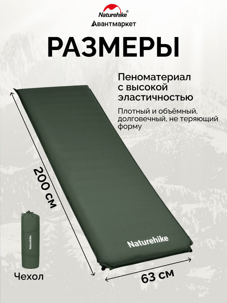 Коврик Naturehike CNK2450WS020 D04 10см R7.8 самонадувной туристический зеленый