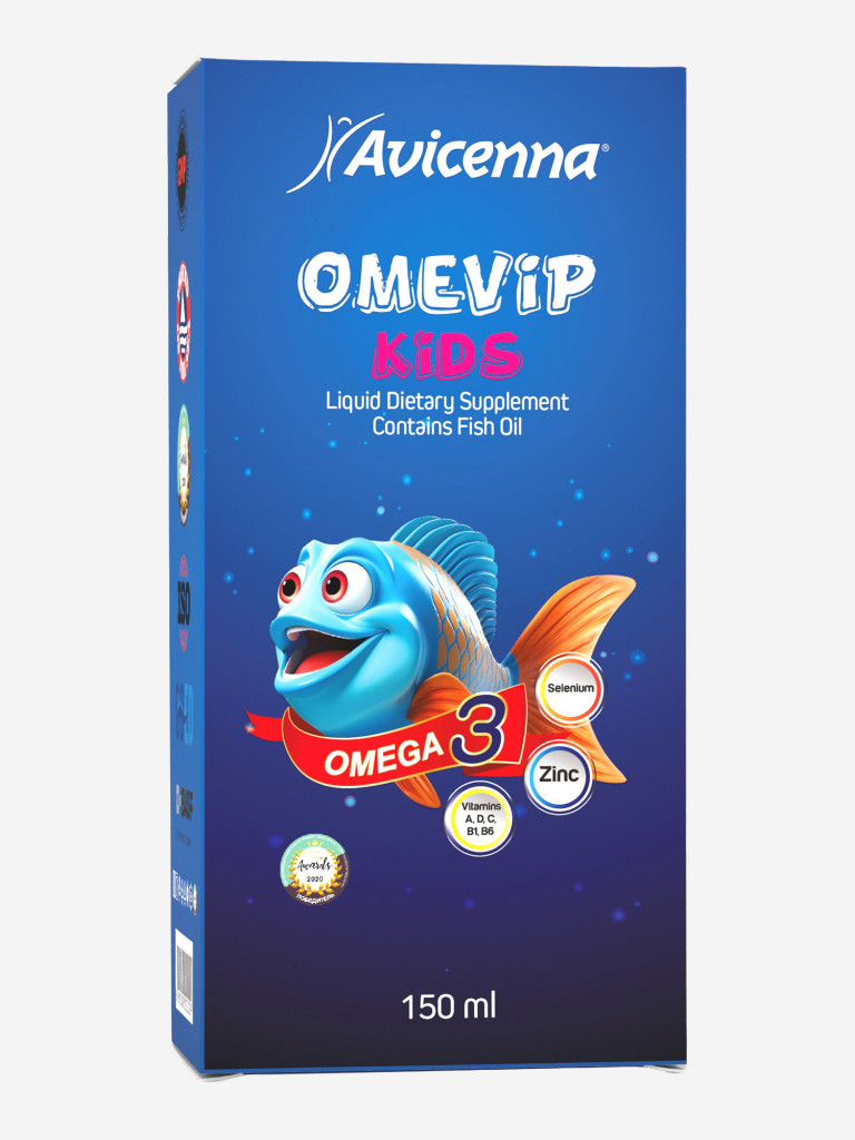 Детский витаминный комплекс с натуральной Омега-3 Avicenna® OmeVip Kids, 150мл