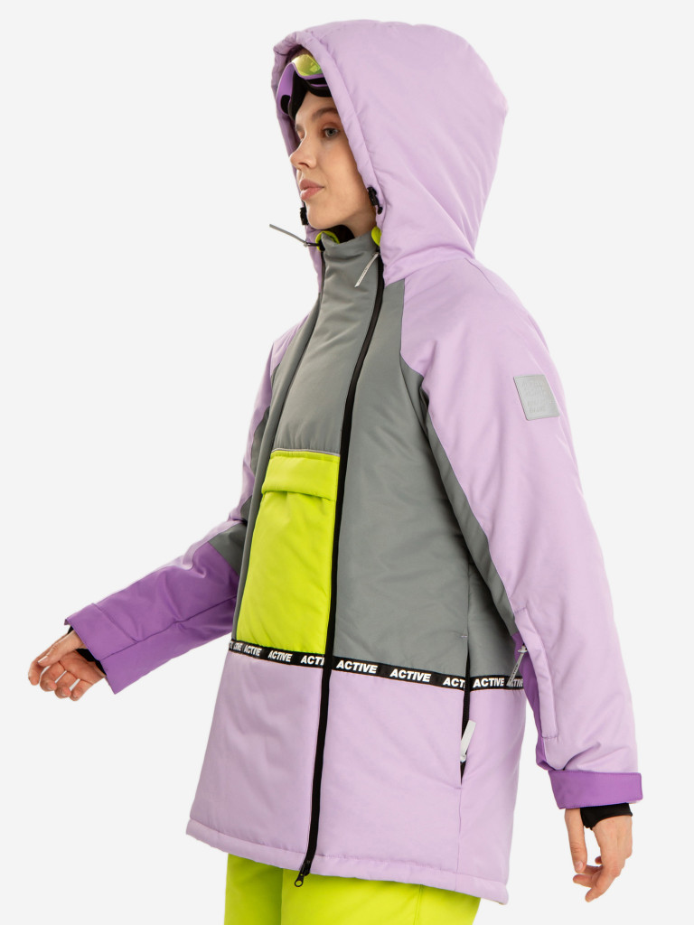 Пальто зимнее непромокаемое с капюшоном и манжетами-митенками мультицвет для девочки Button Blue