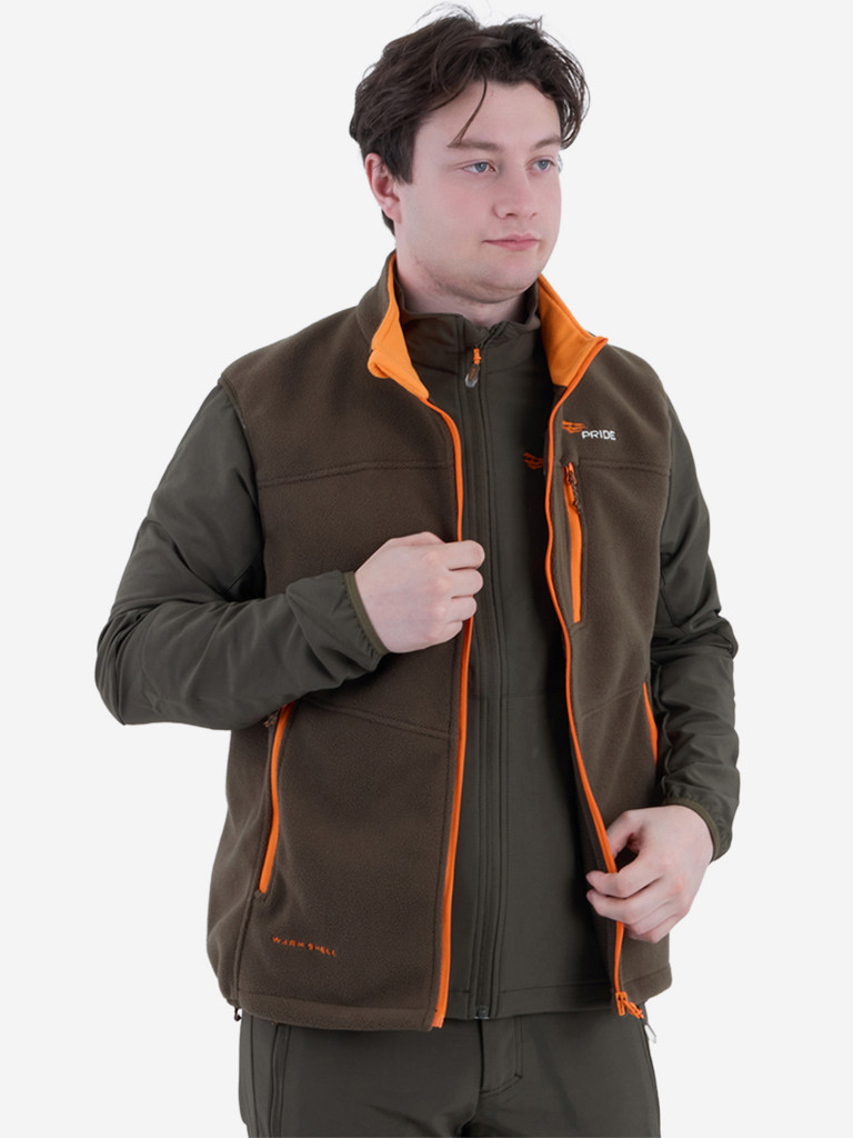 Флисовый жилет для охоты и рыбалки Кольт PRIDE, демисезонный, хаки