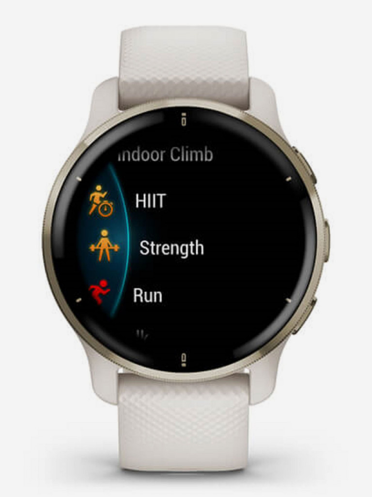Часы Garmin VENU 2 Plus цвета слоновой кости с безелем цвета кремовое золото и силиконовым ремешком 010-02496-12
