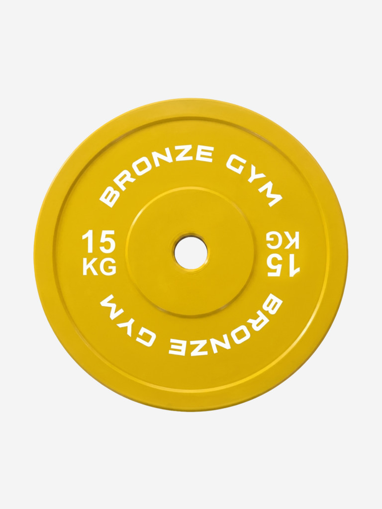 Диск калиброванный BRONZE GYM для пауэрлифтинга желтый 15 кг