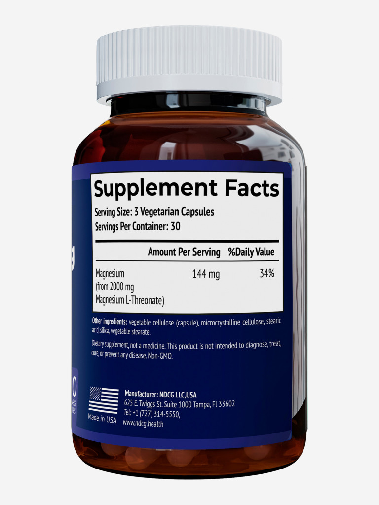 Магний L-треонат Neuro-Mag Magnesium L-Threonate NDCG, 90 капсул