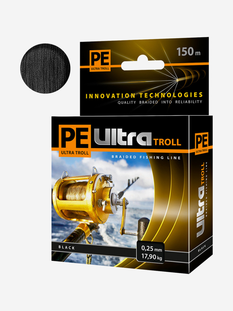 Плетеный шнур для рыбалки AQUA PE ULTRA TROLL Black 0,25mm 150m