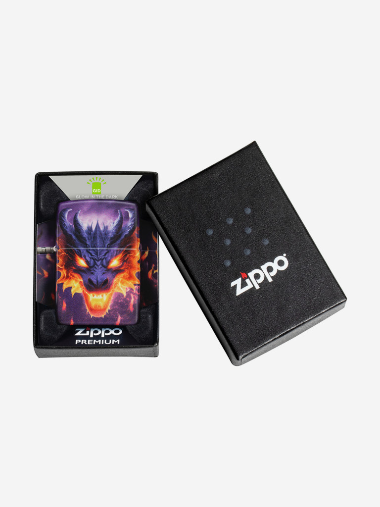 Зажигалка бензиновая ветроустойчивая Zippo Glowing Dragon Glow In The Dark Green
