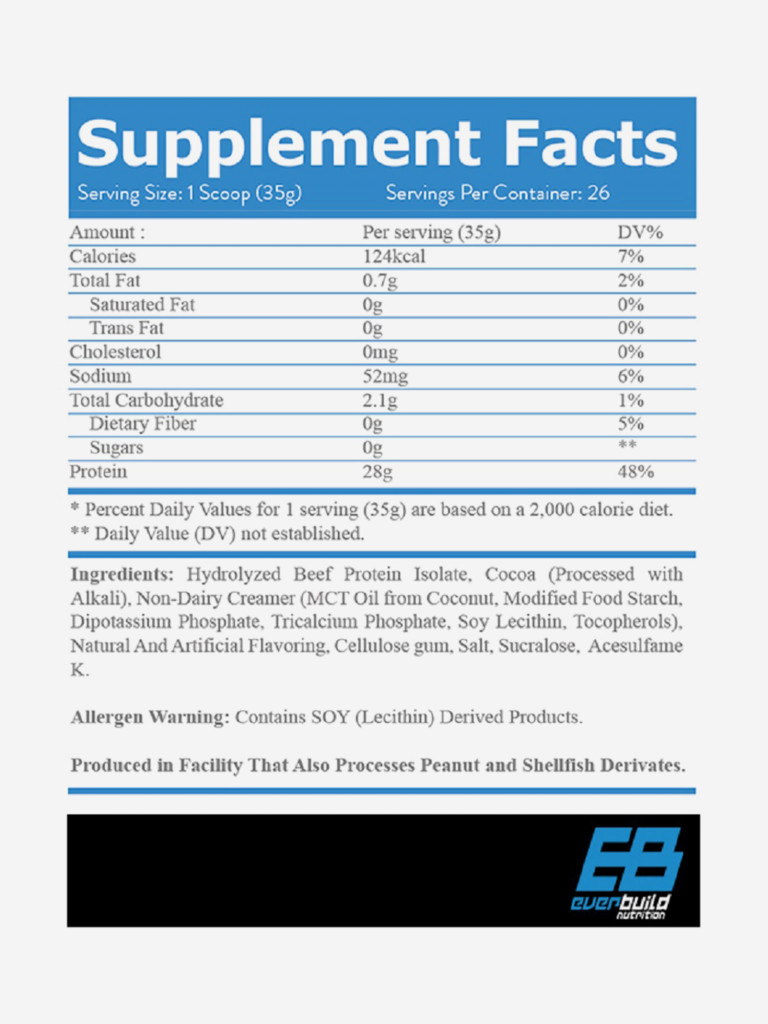 Изолят говядины Everbuild Nutrition 100% Beef Isolate 908 гр.