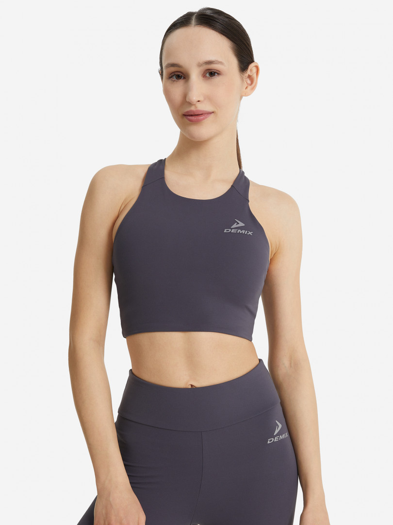 фото Спортивный топ бра demix yoga highflow longline, серый