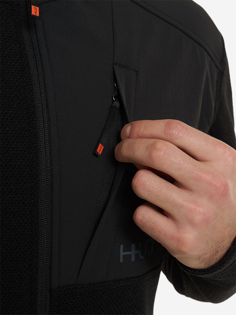 Кофта мужская на молнии HUT URMAN флисовая для охоты, черная