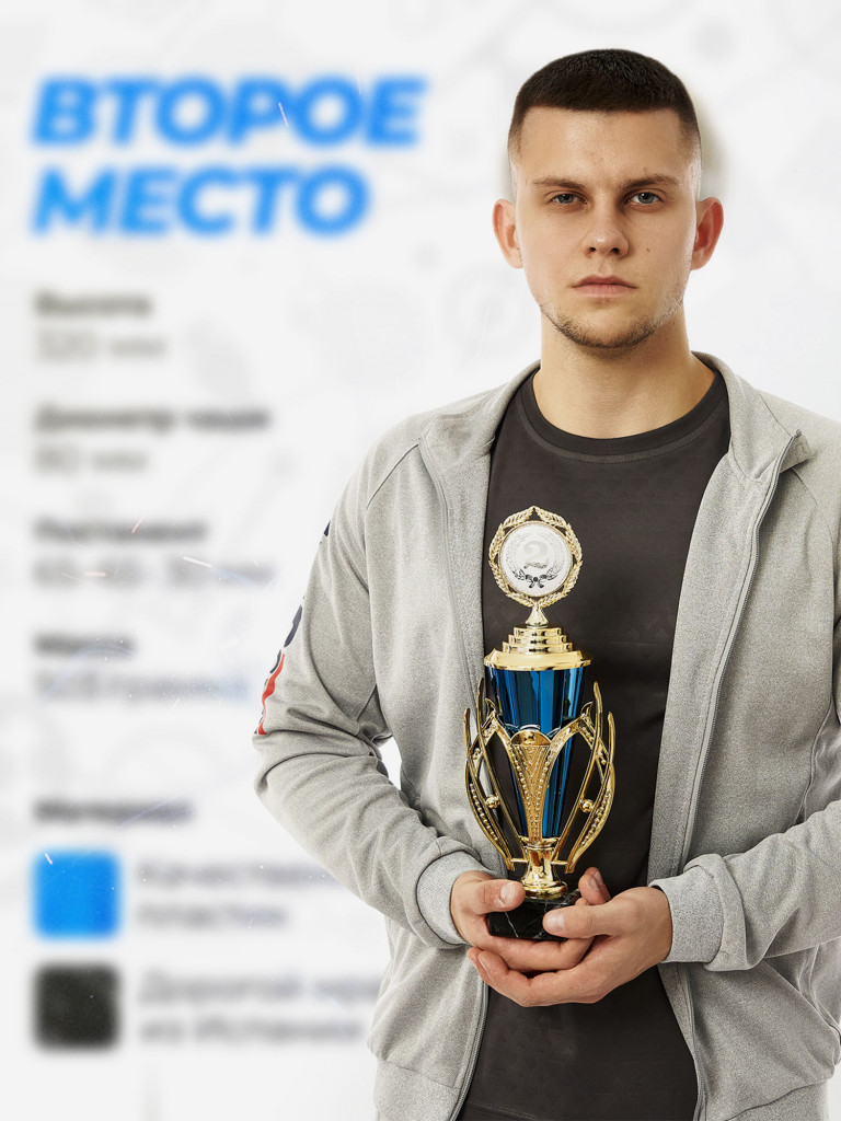 Кубок для награждения за 2 место синего цвета