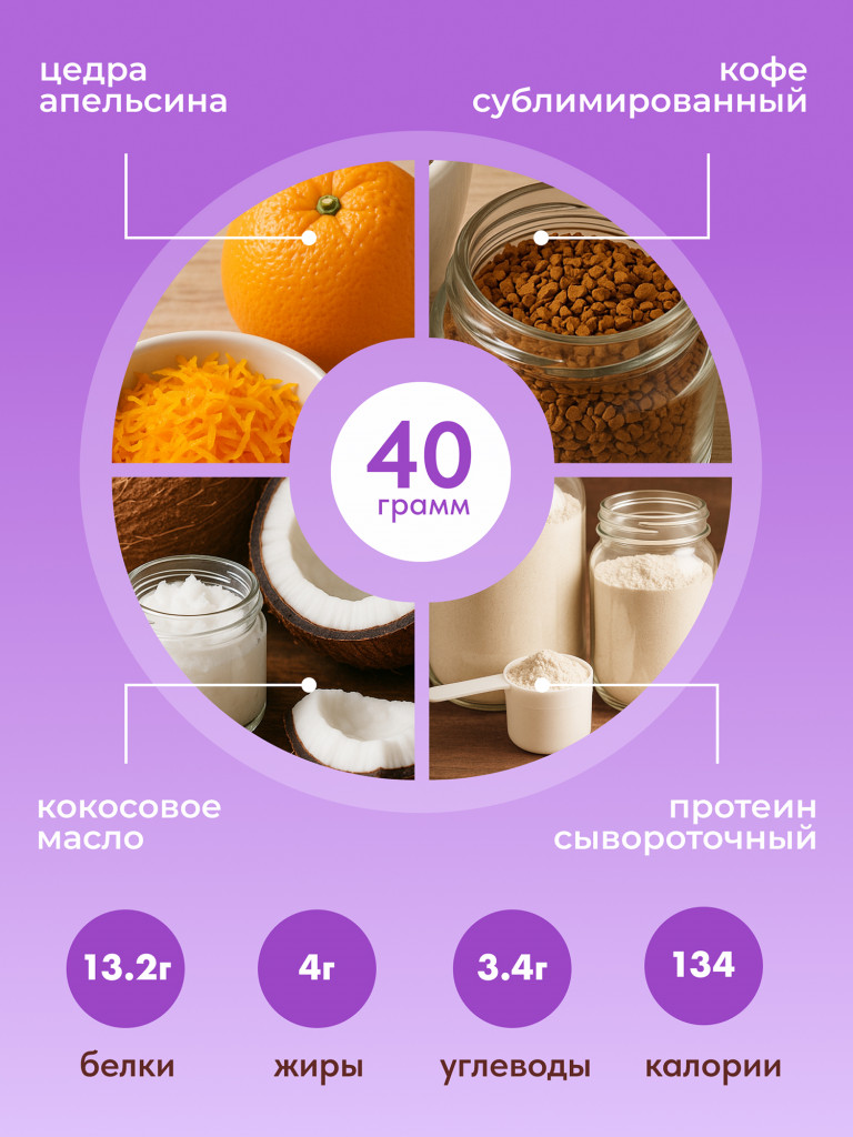 Протеиновые батончики без сахара, без глазури,Бамбл Кофе, 16шт