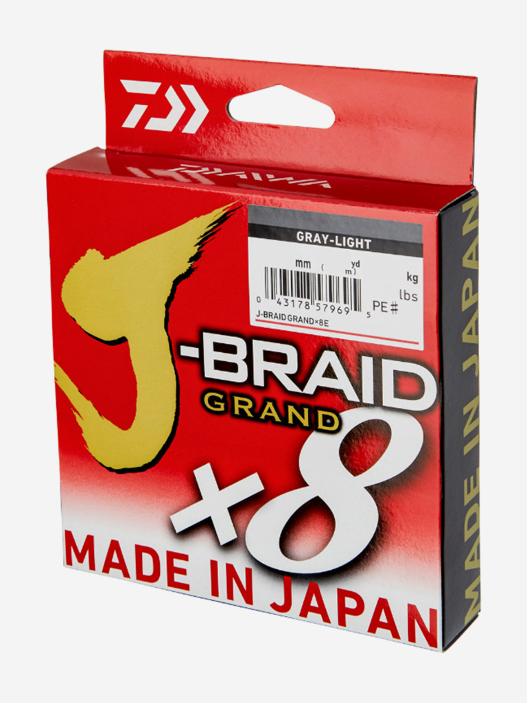 Шнур DAIWA J-Braid Grand x8 135м Light Grey 0,22мм 19,5кг