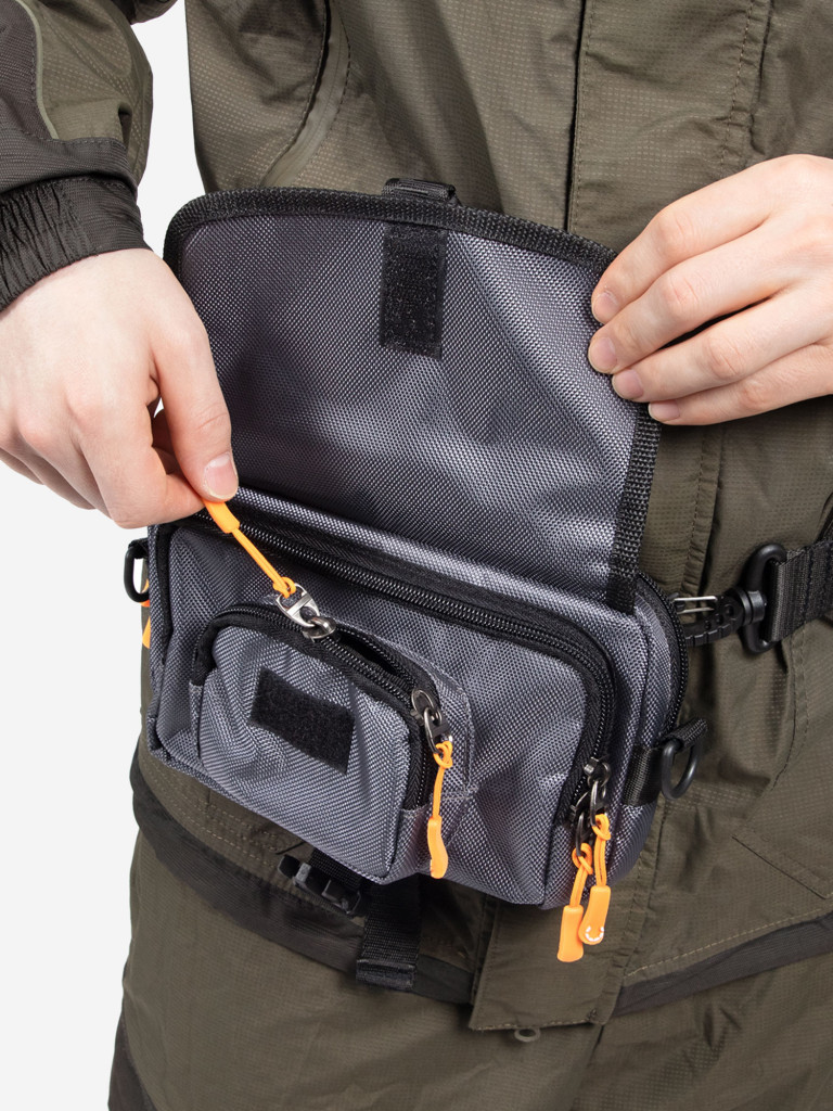 Сумка рыболовная Следопыт Street Fishing MultiLock S-Pouch, 13,5х22х8 см, цвет серый.