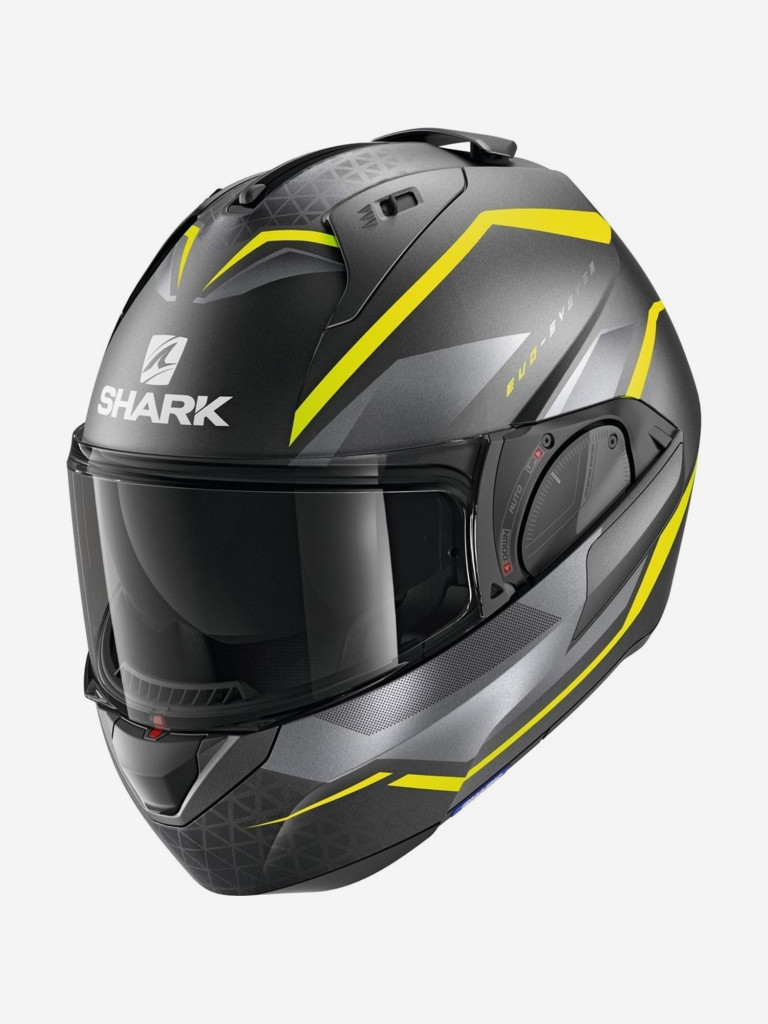 Мотошлем трансформер модуляр SHARK EVO ES YARI Mat Antracite/Yellow/Silver